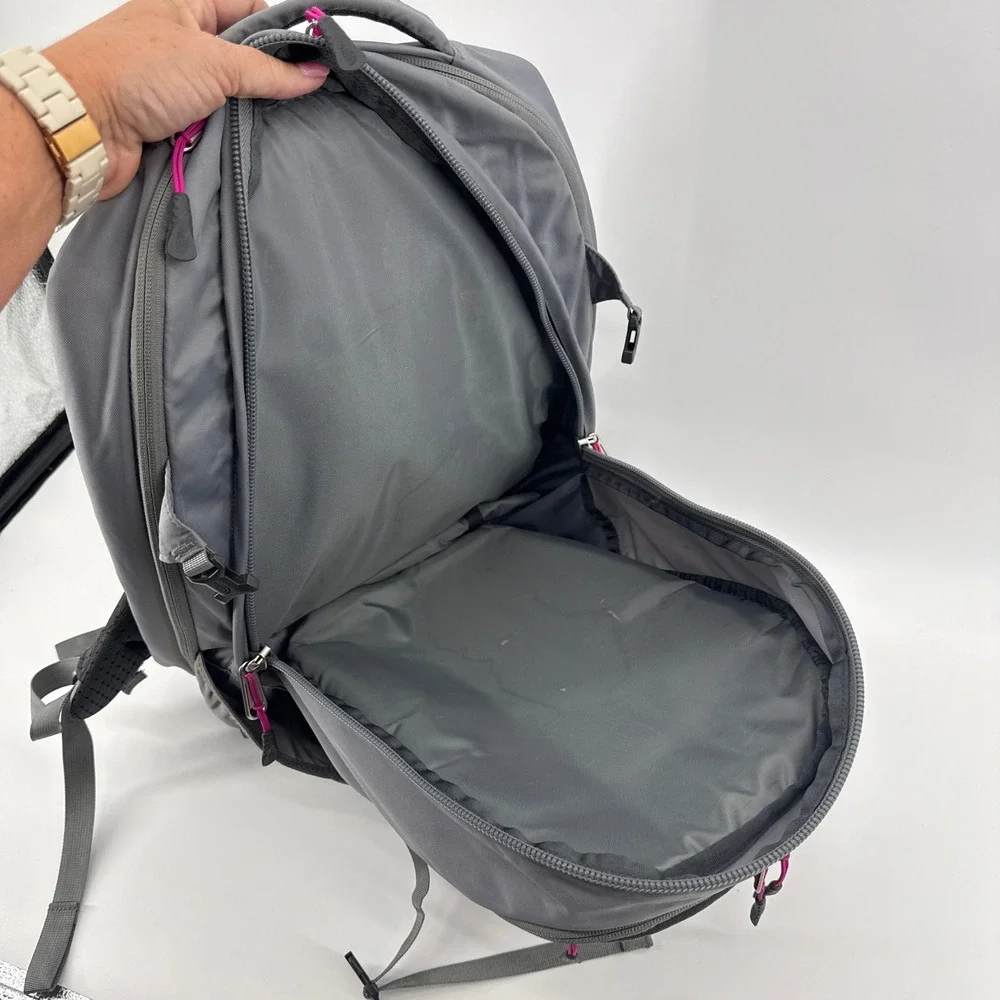 The North Face Surge Backpack Gray Black Pink FlexVent Laptop Bag Mens Womens